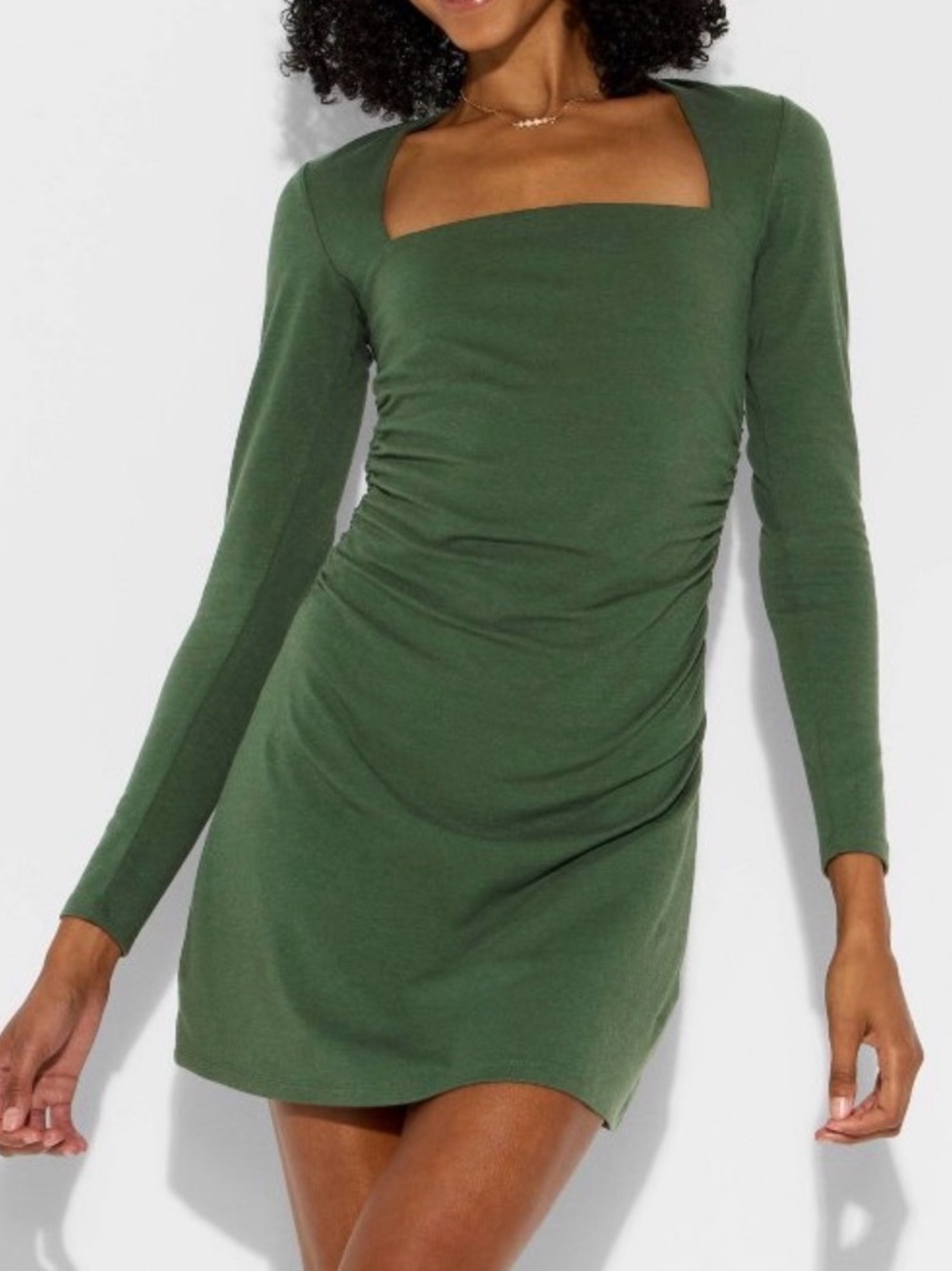 NWT Wild Fable - Jersey A-line Mini Dress, Dark Green, Bodycon, Sz Small